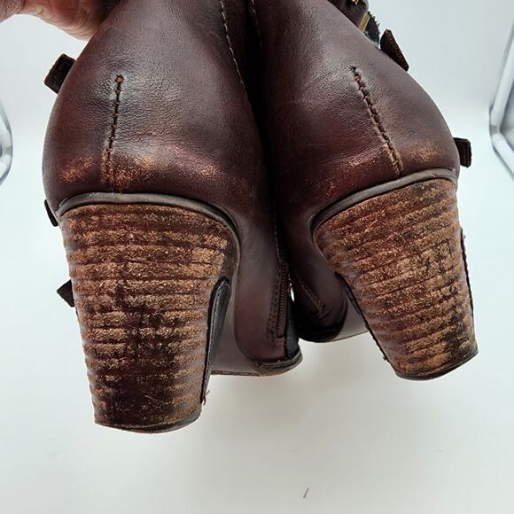 L’Artiste Leather Yarn Buckle Ankle Boots Size 9.5 EUR 41 Heeled Boho Whimsigoth - Picture 10 of 12